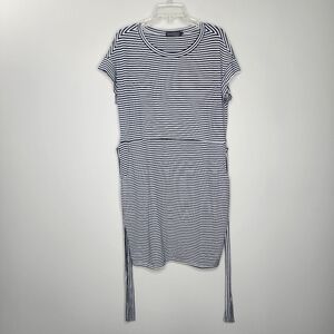 Merokeety Tshirt Tie Black and White Striped Dress